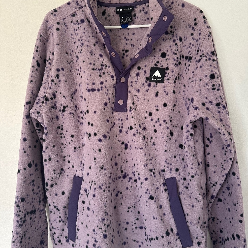 Burton Quarterzip fleece Size Large Purple Polkadot Original $119 Like new, worn